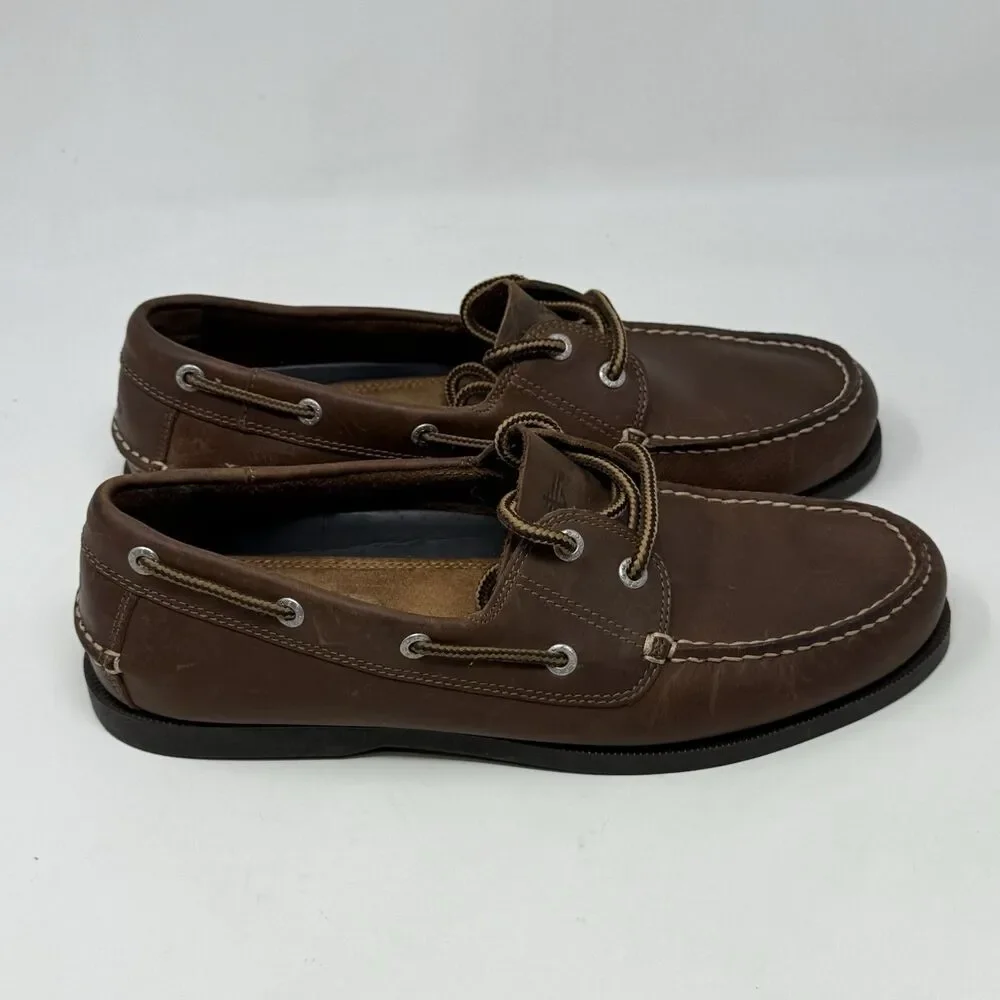 Dockers Vargas Boat Shoes Mens 10 M Brown Leather 2 Eye Casual Preppy Moccasins